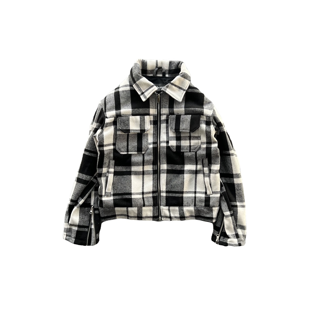 Áo Khoác Wool Flannel Zip Jacket - White