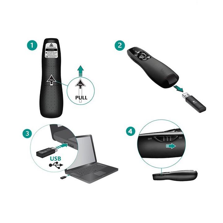 Bút trình chiếu powerpoint chỉ Lazer thuyết trình chiếu Slide không dây 2.4Ghz