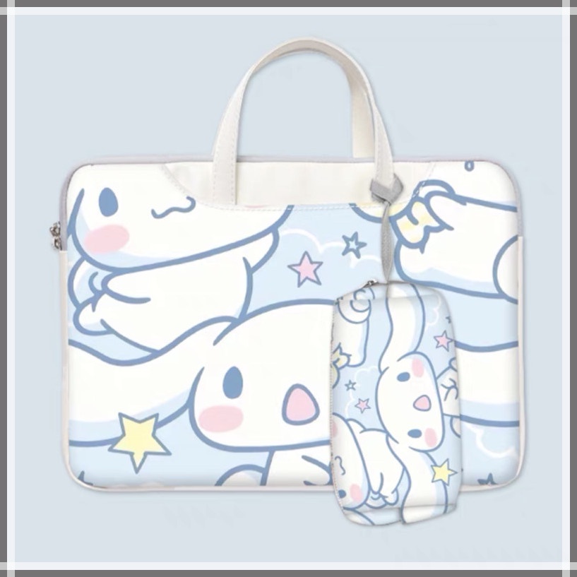 Túi đựng máy tính xách tay bằng PU chống thấm nước hoạt hình Cinnamoroll và Kuromi kích cỡ 12 13 15 14 15.6 17.3 inch