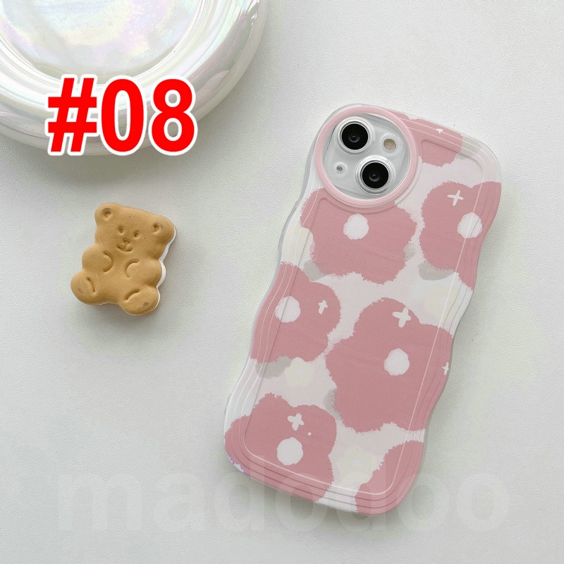 Samsung Galaxy A54 A34 A24 A14 A04 A73 A72 A53 A52 A52S A33 A32 A23 A12 A22 A13 4G 5G A03S A02S A11 A02 A03 A51 A50 A50S A30S A20 A30 A20S A10S A21S M22 M32 M12 M11 M02 Waves Edge Fine Hole Shockproof Soft Phone Case Pink Floral Flowers Back Cover BW 07