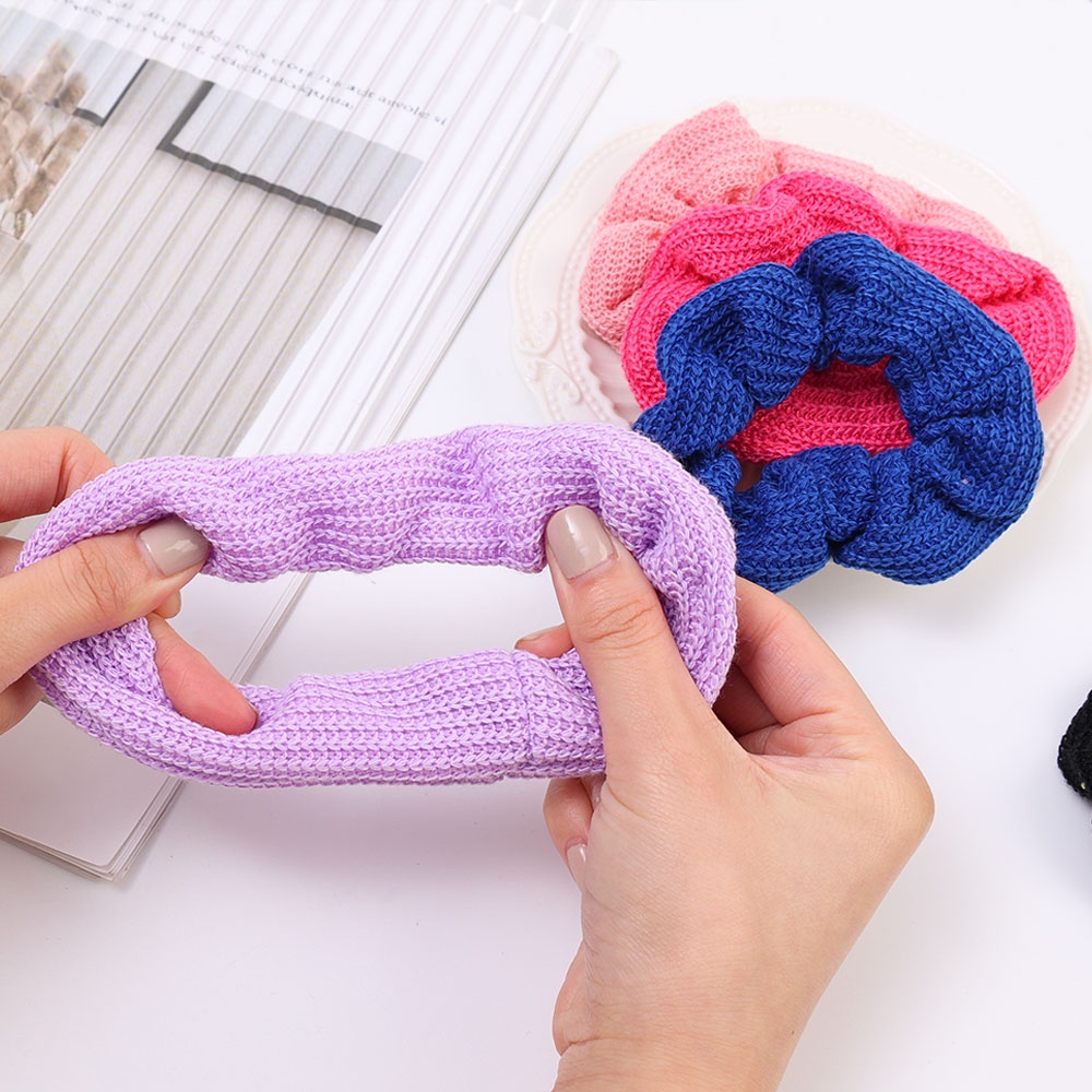 Dây Cột Tóc Len Co Giãn Thiết Kế Đơn Giản Thời Trang Mùa Đông Cho Nữ