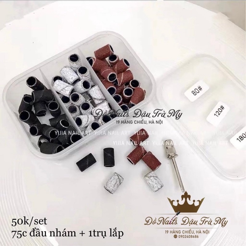 Phụ kiện nail - Set đầu mài nhám có 3 mức độ tặng trụ nhám