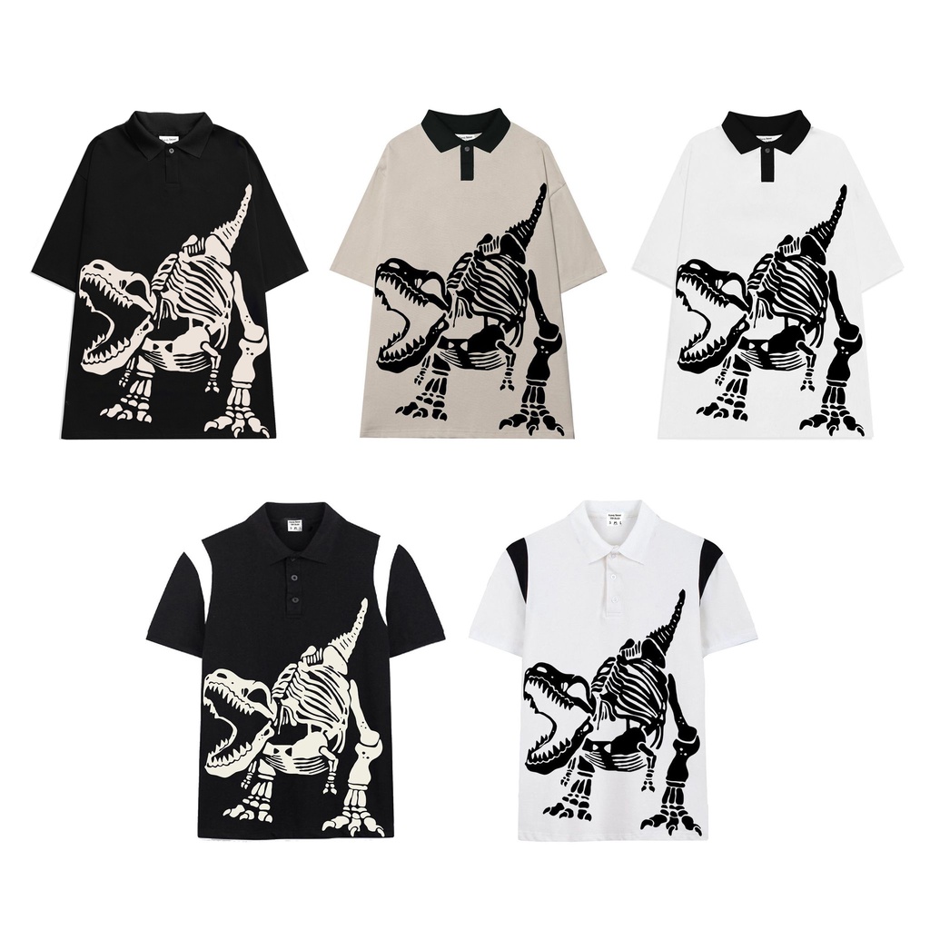 ÁO THUN FORM RỘNG POLO DINOSAUR, VẢI THUN 2 CHIỀU COTTON 250GSM