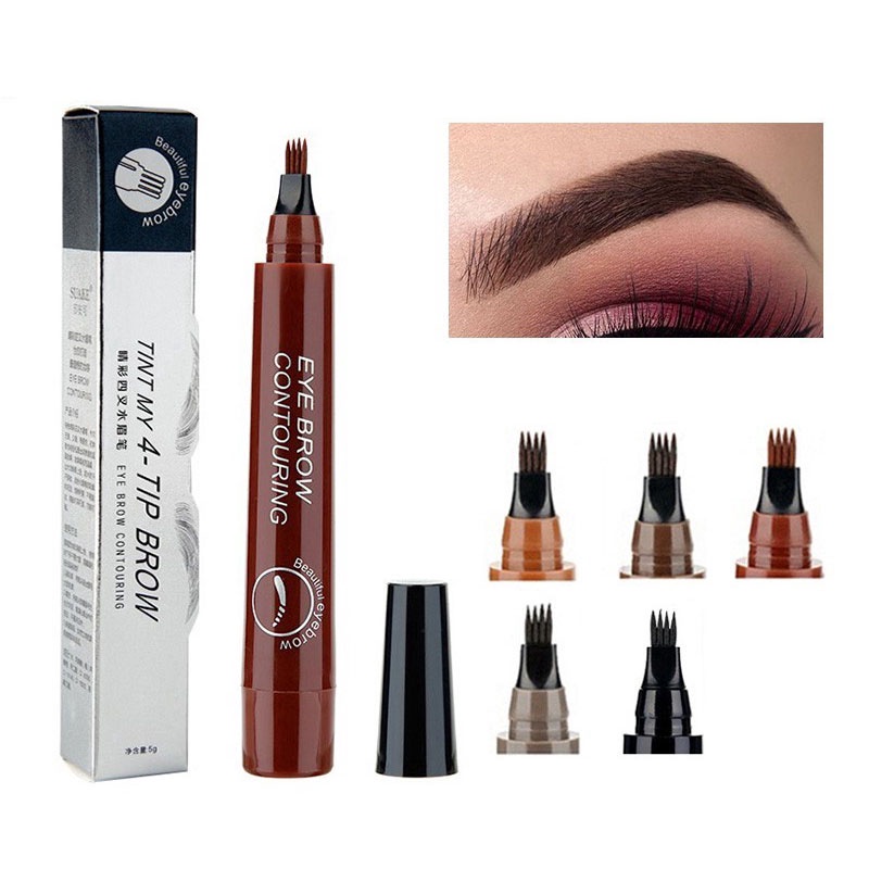 Bút Kẻ Lông Mày Dạng Lỏng Thiết Kế 4 Đầu Chống Thấm Nước Lâu Trôi Sxy264