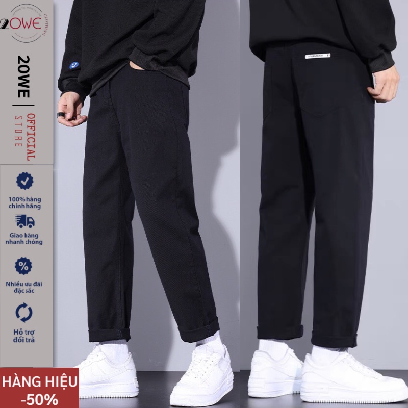 Quần jean nam đen ống suông rộng dáng baggy 20we chất jean bò cao cấp dày dặn, không xù top xu hướng TR01