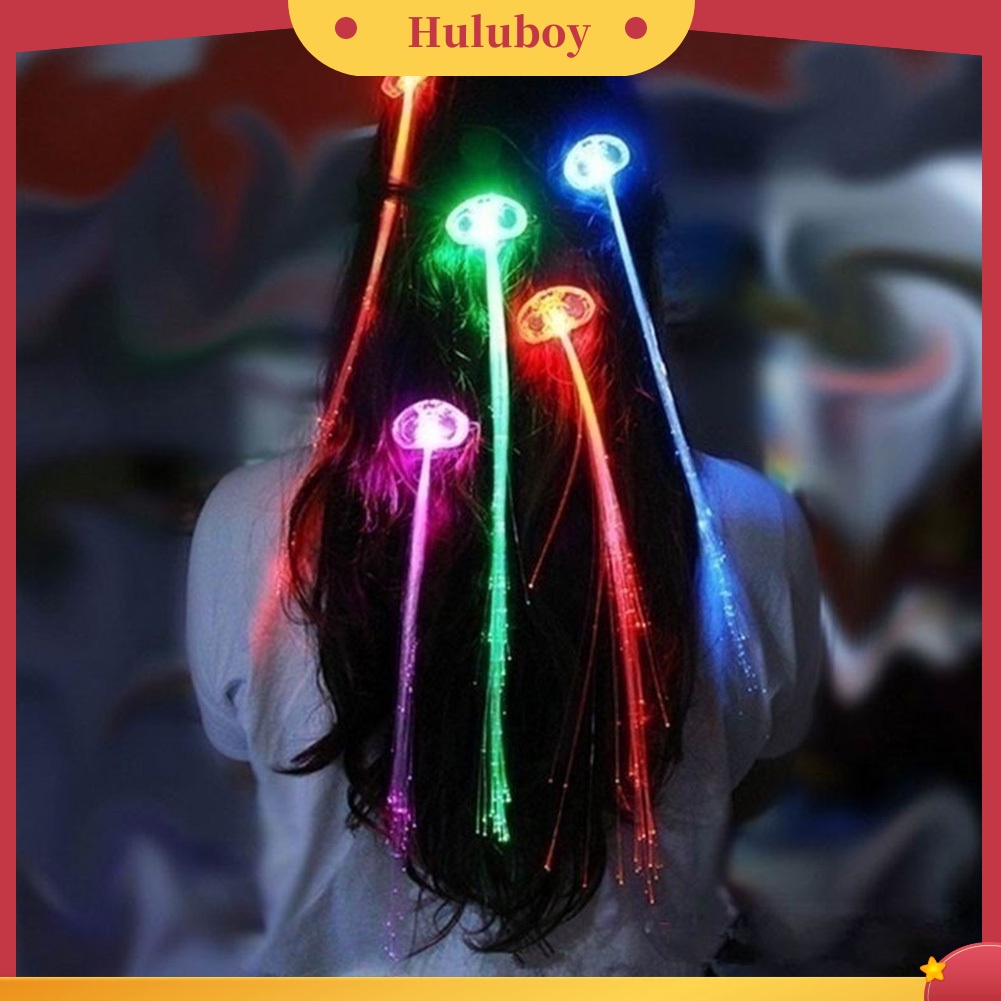 Huluboy| Kẹp tóc dạng dây đèn LED sợi quang trang trí tiệc Halloween