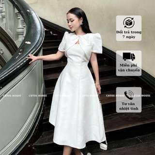(Có Bigsize) - ĐẦM TIỆC XÒE PHỒNG TAY NGẮN MH15
