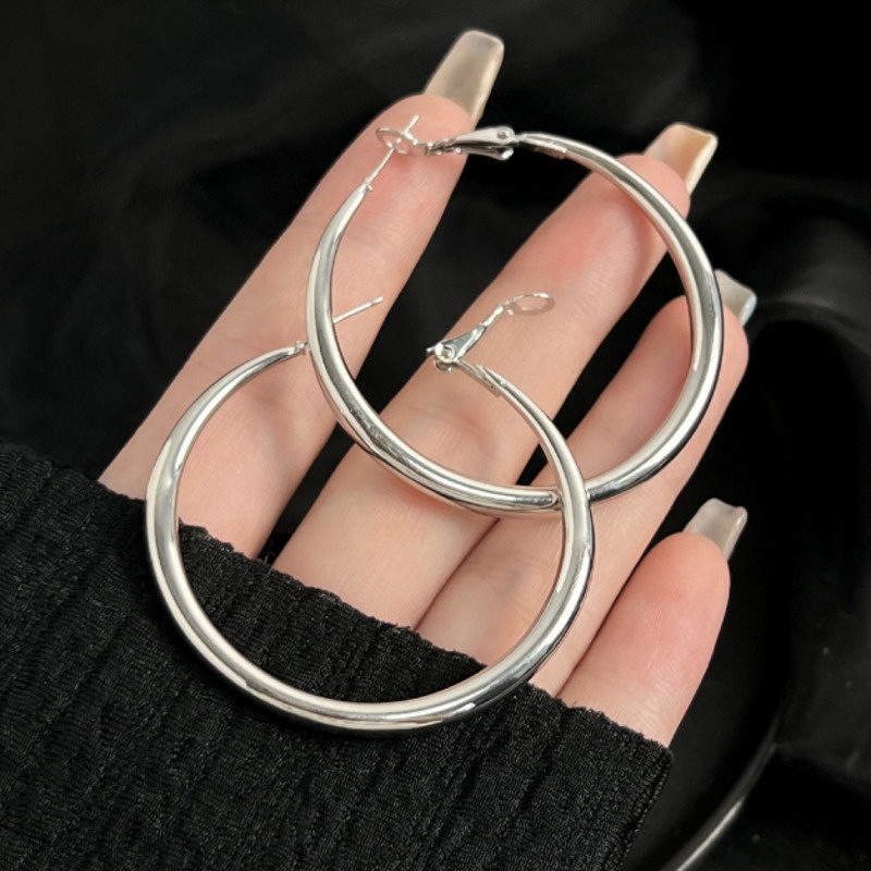 Khuyên Tai Bạc Đơn Giản Cá Tính Thời Trang Hàn Quốc Cho Nữ