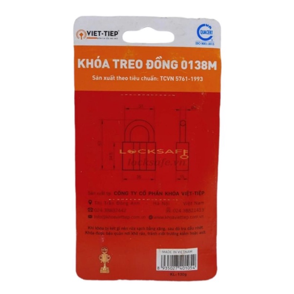 Ổ khoá bấm Việt - Tiệp 0138M