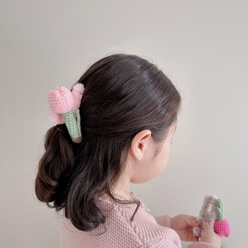 Kẹp TóC PhốI Lông HìNh Hoa Tulip Dễ Thương Cho Nữ