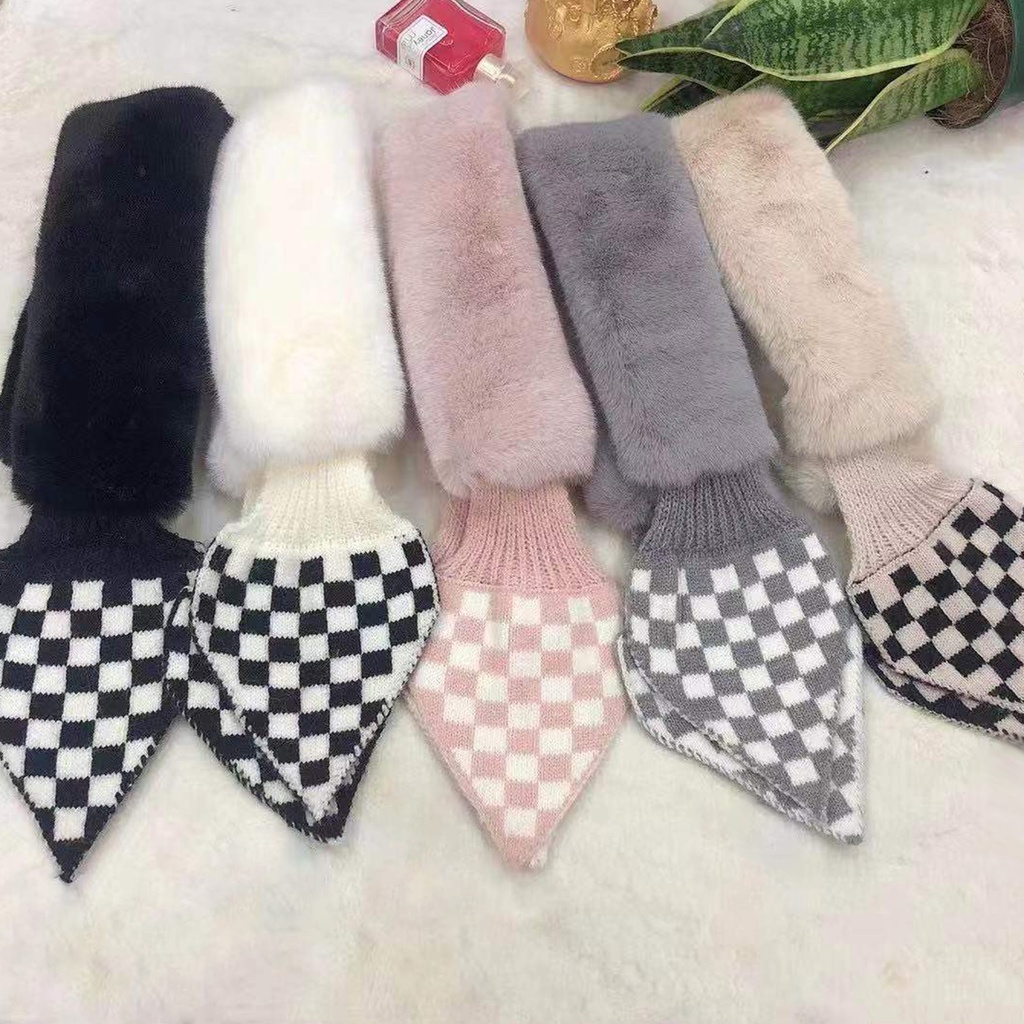 Khăn Lông Quàng Cổ Nữ, Khăn Len Quàng Kèm Nơ Họa Tiết Chấm Bi, Hàng Loại 1 dày đẹp, Lémi Accessories