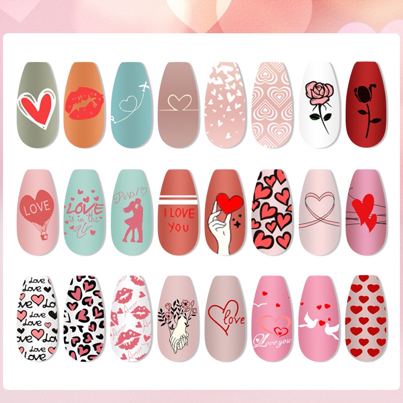 Miếng dán trang trí móng tay MTSSII bằng thép không gỉ phong cách Valentine độc đáo