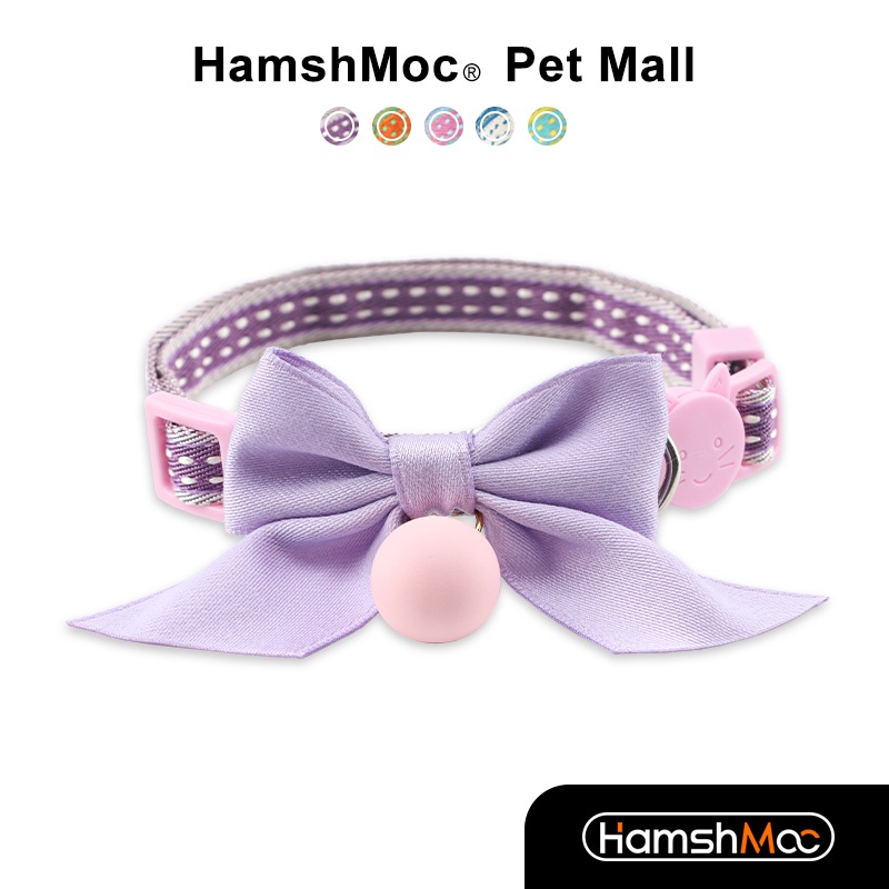 HamshMoc Vòng Cổ Nhẹ Mềm Mại Thoải Mái Bền Bỉ Có Chuông Và Nơ Dễ Thương Có Thể Điều Chỉnh Cho Thú Cưng / Mèo / Thỏ
