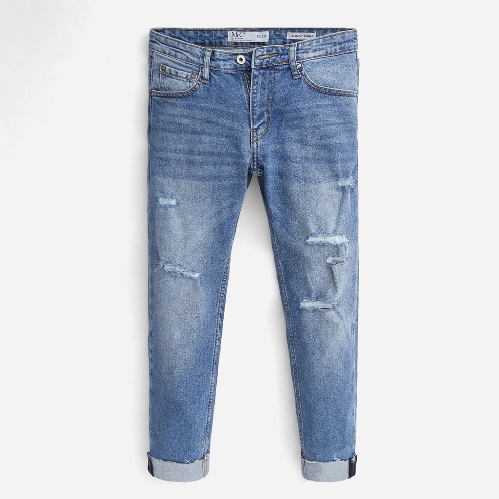 Quần jean nam xanh cao cấp MENFIT 0401 chất denim co giãn nhẹ 2 chiều, chuẩn form, thời trang