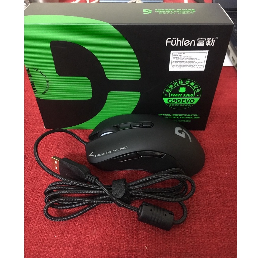 Chuột Gaming Fuhlen G90 EVO, cảm biến Pixart PMW3360 - Hàng chính hãng, bảo hành 2 năm