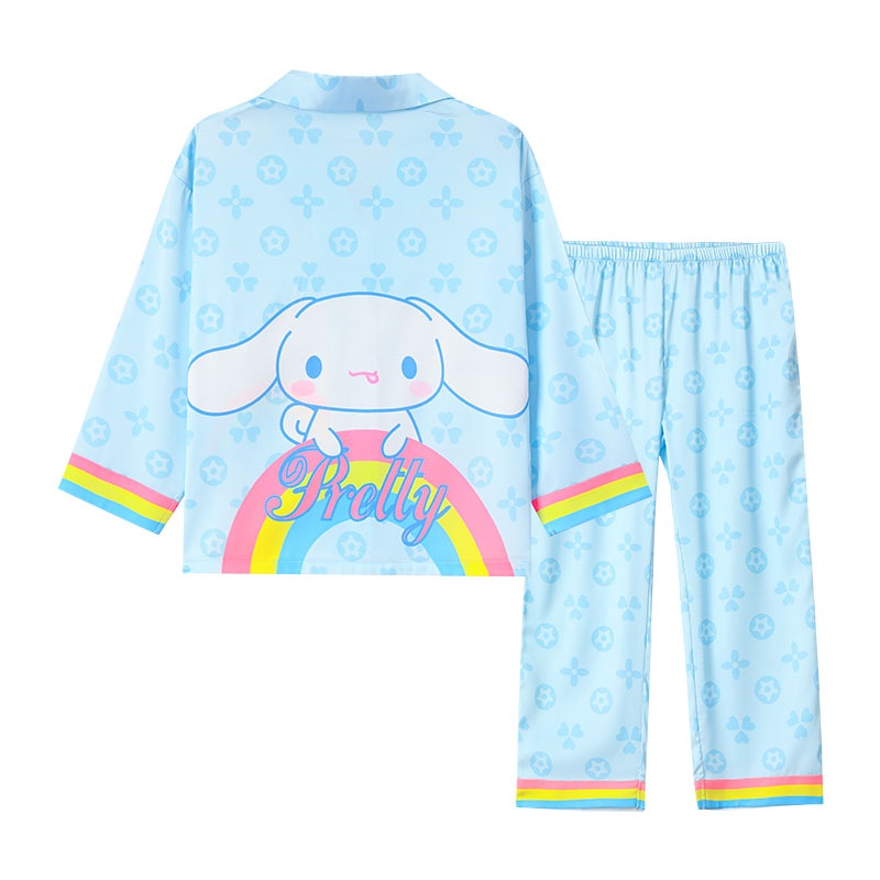 Bộ Đồ Ngủ Tay Dài Bằng Lụa satin In Hoạt Hình Dành Cho Bé Gái 1-18 Tuổi