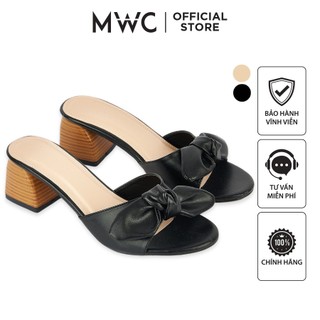 Giày MWC 3833 - Guốc Cao Gót Đế Vuông 5cm, Dép Cao Gót Hở Mũi, Cao Gót Quai Thắt Nơ Xinh Xắn