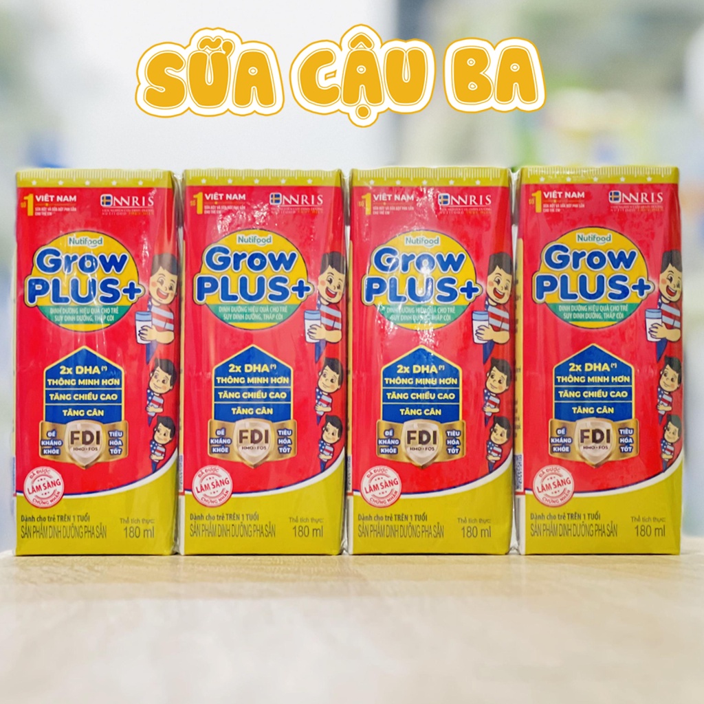 DATE MỚI Lốc sữa Nutifood Grow Plus đỏ tăng chiều cao cho bé date xa 110ml/180ml