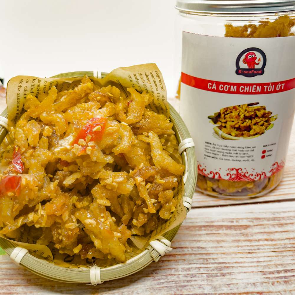 Cá cơm sấy giòn thơm ngon cay nhẹ 300g, cá cơm tỏi ớt ăn vặt đặc sản Nha Trang hộp