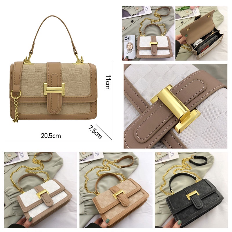 Mischa Túi Đeo Vai Hình Vuông Cỡ Nhỏ Màu Tương Phản Phong Cách Hàn Quốc Đơn Giản Thời Trang