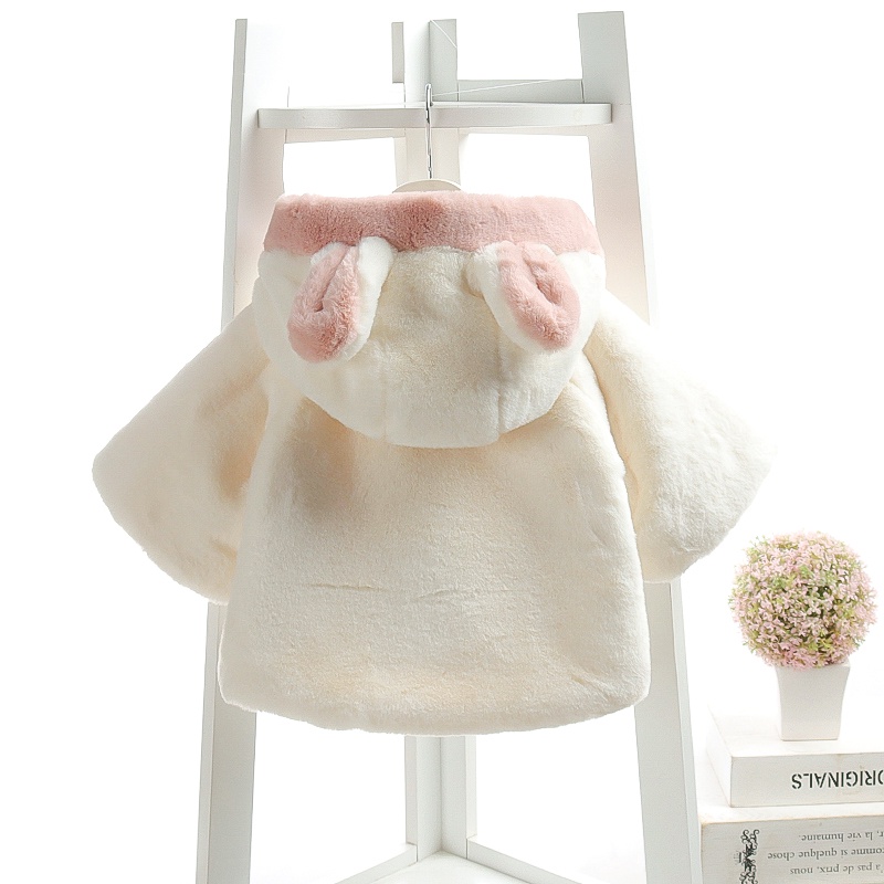 Áo Choàng Áo Khoác Lông Thỏ Cho Bé Thêu Hoa Ngũ Sắc Kiểu Dáng Tai Thỏ Đáng Yêu Ấm Áp AK3478