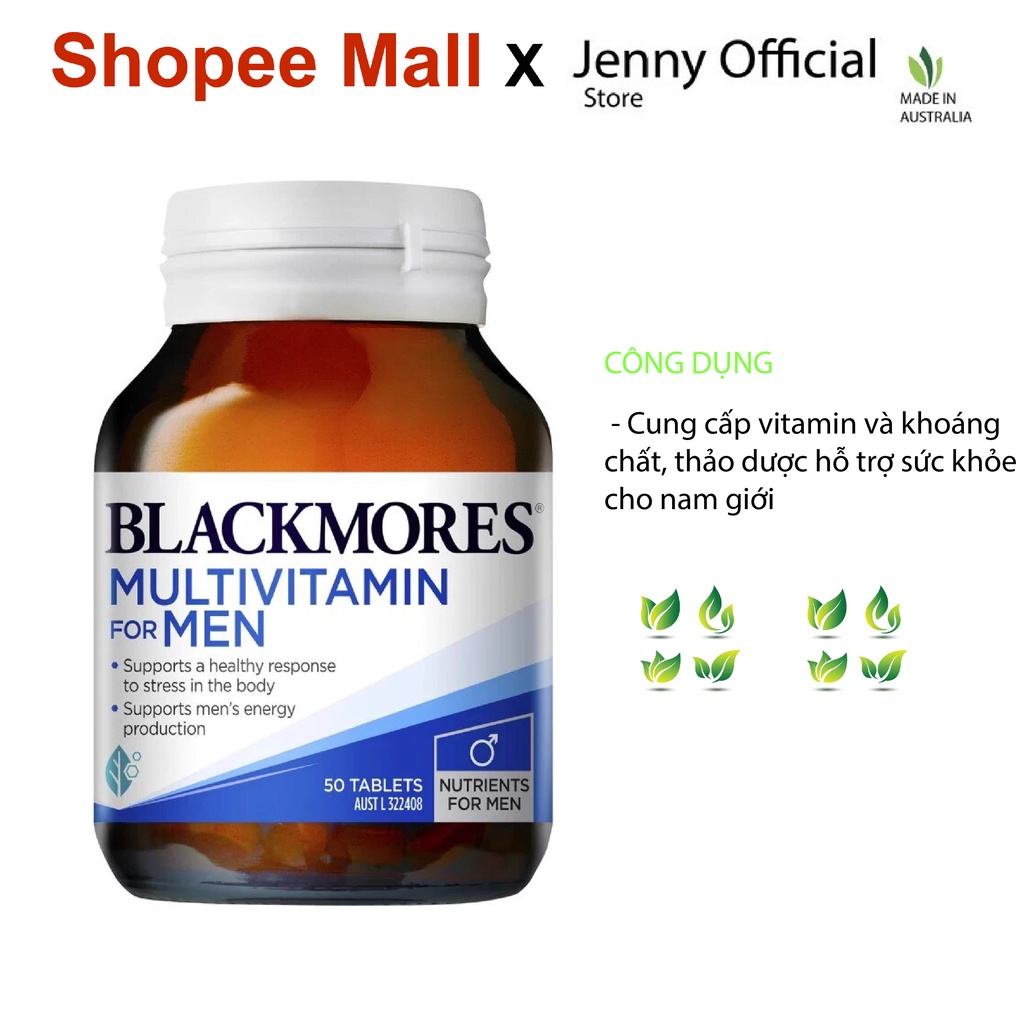Viên uống bổ sung vitamin tổng hợp Blacmores Multivitamin for Men 50v của Úc