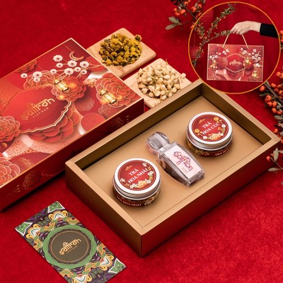 Set quà trung thu Nhụy Hoa Nghệ Tây Saffron Jahan 0.5Gr và trà hoa thượng hạng