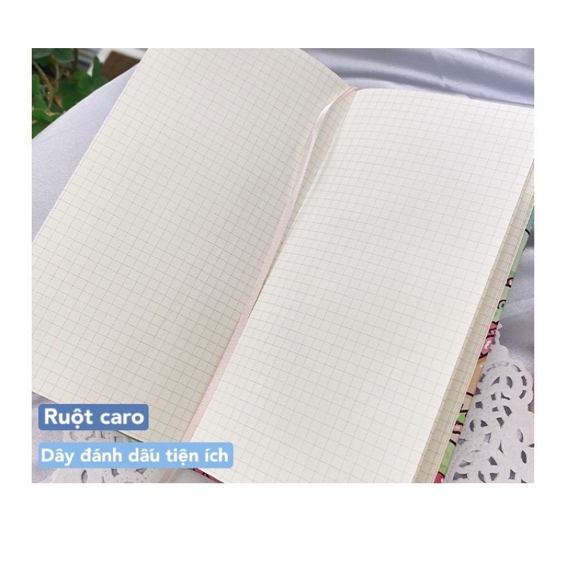 Sổ Tay Slim Sổ Tay Bullet Journal Ruột Caro Bìa Cứng Hình Cô Gái Dễ Thương 2022