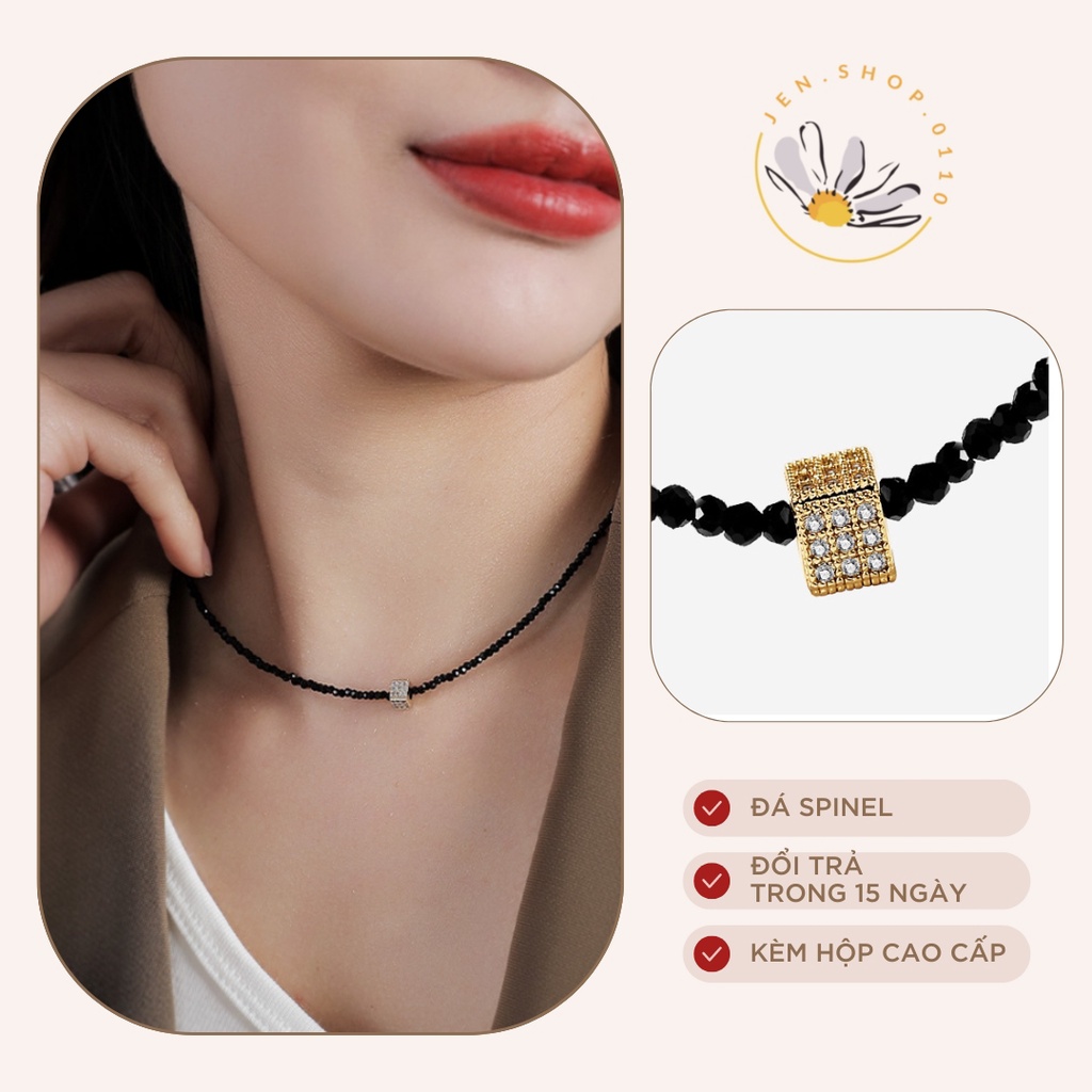 Vòng Cổ Nữ Kèm Hộp Quà Cao Cấp - Choker Rubik Chất Liệu Đ.á Spinel Lấp Lánh Bling Bling - Phụ Kiện Tiệc Tùng Cuối Năm