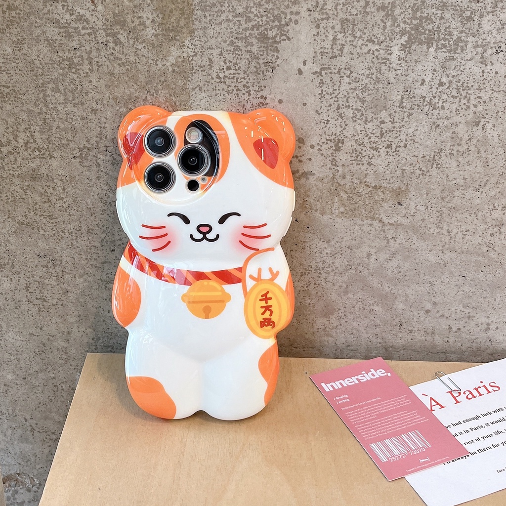 Ốp Lưng Hình Mèo Cầu Tài Nhiều Mẫu Mã Cho Điện Thoại iPhone X Xr Xsmax 11 12 13 14 15 Pro Max