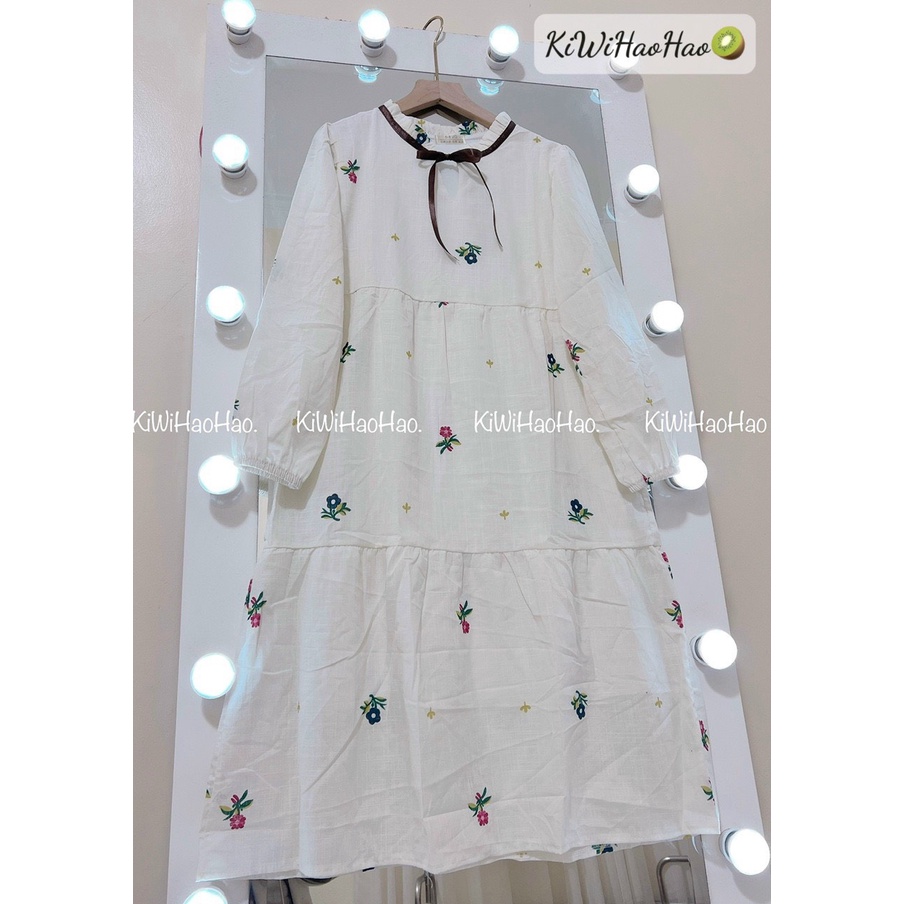 VÁY BABYDOL KÈM NƠ CỔ XINH DÀI TAY HÀN QUỐC