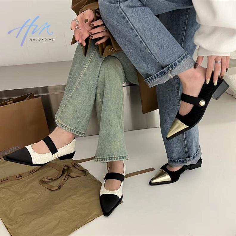 Giày Mary Jane Gót Dày Đàn Hồi Màu Sắc Phù Hợp Với Mùa Xuân Dễ Phối Đồ Phong Cách Hepburn Dành Cho Bạn Nữ