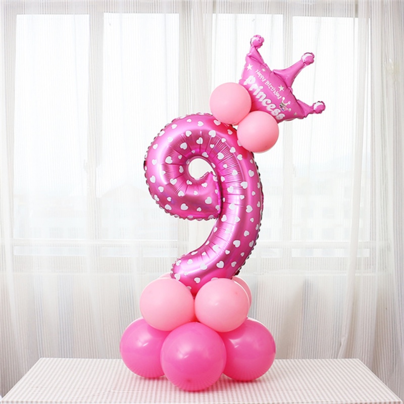 Bong Bóng Hình Chữ Số Lớn 32inch Màu Hồng Và Xanh Dương Trang Trí Tiệc Sinh Nhật Cho Bé