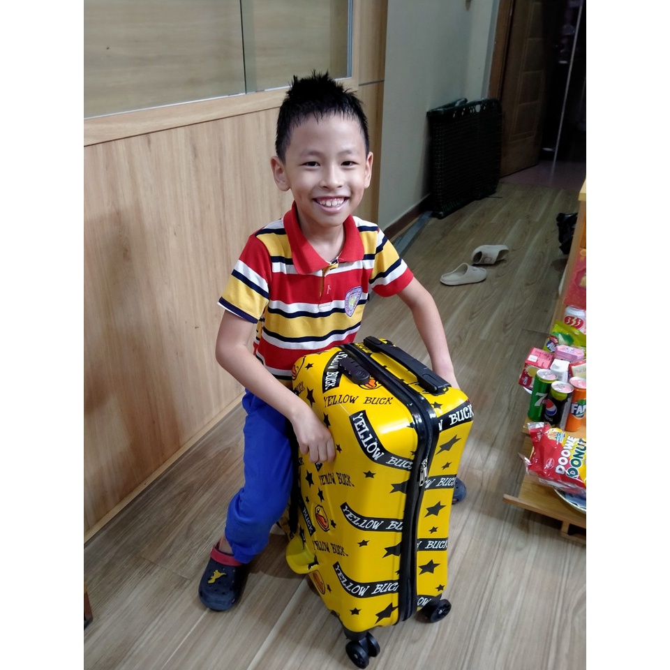 Vali kéo vịt vàng YELLOW DUCK  cho bé trai, gái,CÓ THỂ NGỒI LÊN KHI DI CHUYỂN-hàng có sẵn size 20 inch