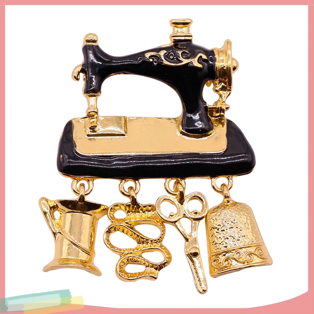 【LK】Women Vintage Sewing Machine Brooch Pin Shirt Sweater Neck Clip Backpack Badge