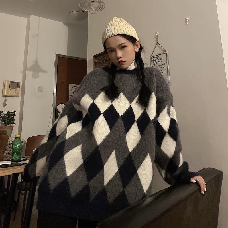 Áo sweater Dệt Kim Cổ Tròn Dáng Rộng Thời Trang Hàn Quốc