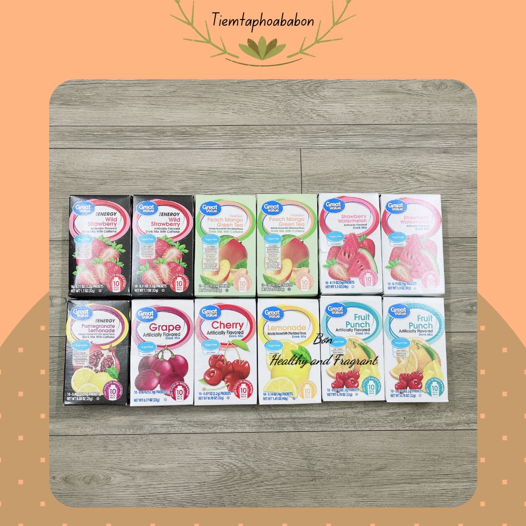 /LẺ 1 GÓI/ 🍑 Great value 🍑 Bột pha nước trái cây Great Value gói nhỏ 🍑 DATE 2024 🍑