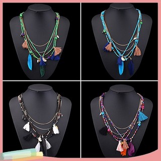 Vòng cổ tua rua nhiều lớp phong cách Bohemian cổ điển dành cho nữ