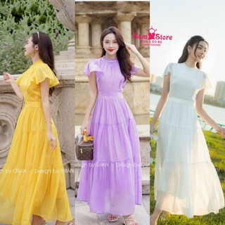 Đầm maxi tay cánh tiên dm008. đầm đi biển voan chiffon freesize 55kg samstore
