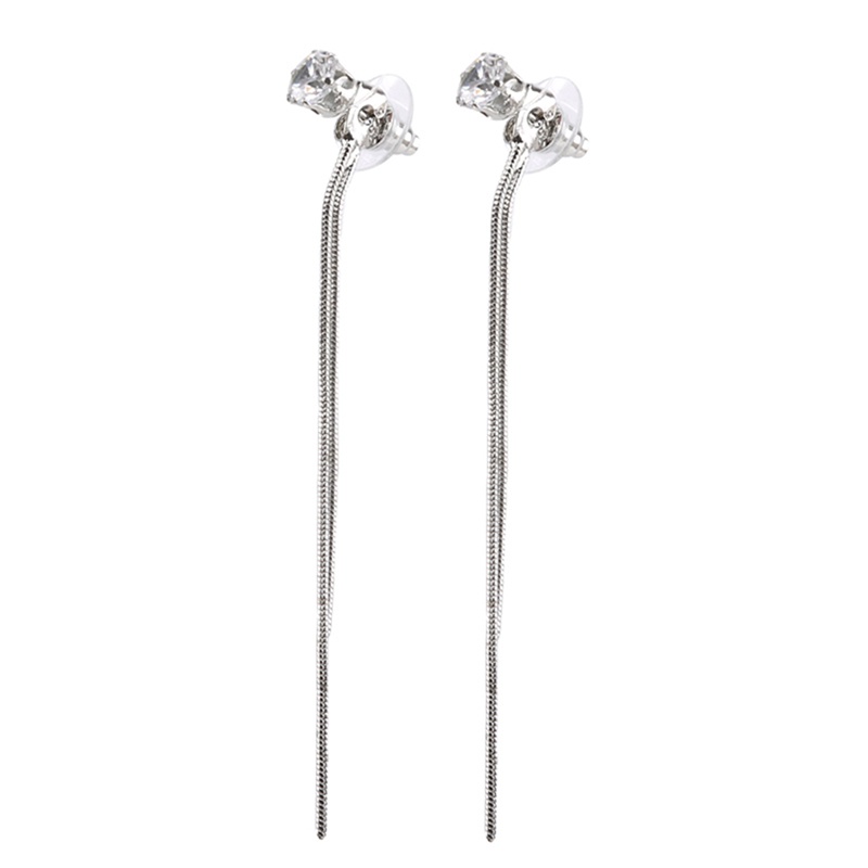 Bông Tai Dây Tua Rua Dáng Dài Đính Đá Nhân Tạo Thời Trang