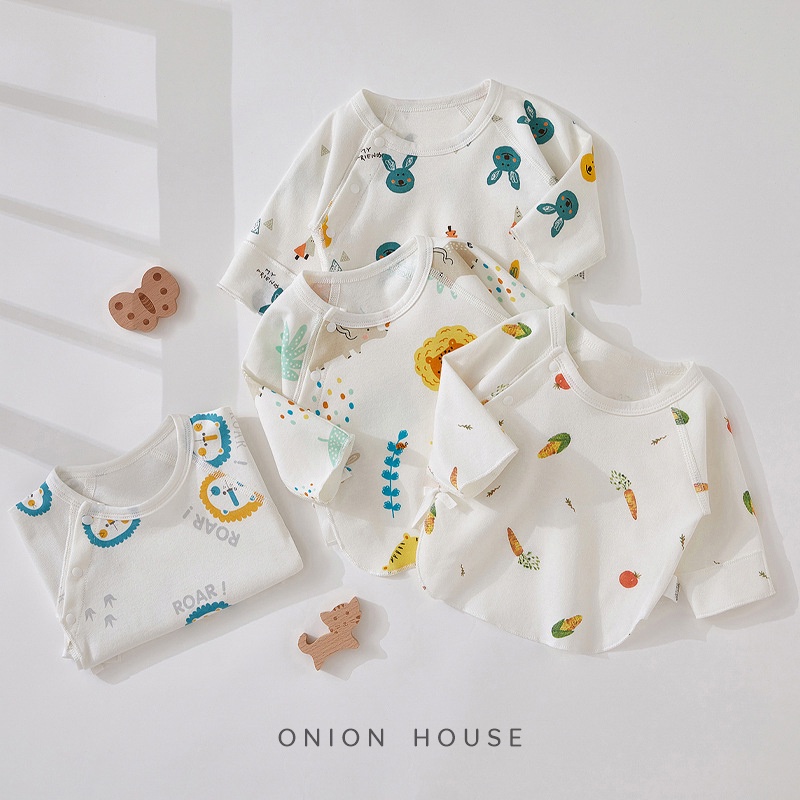 Áo sơ sinh họa tiết cotton tự nhiên bé trai bé gái - cáo