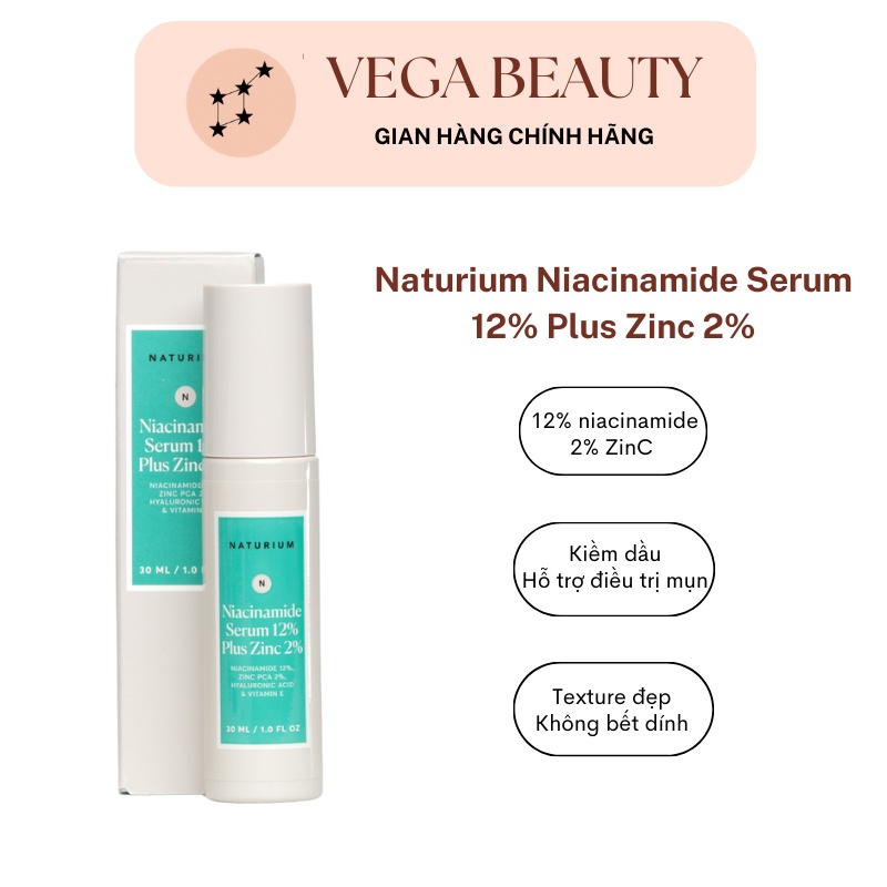 Tinh chất Naturium Niacinamide 12% Plus Zinc PCA 2% 30ml kiềm dầu, mờ thâm, hỗ trợ cải thiện mụn hiệu quả