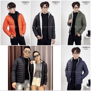 Áo phao lông vũ nam nữ, phao 2 mặt, có mũ, không thấm nước, siêu nhẹ, 100% lông vũ