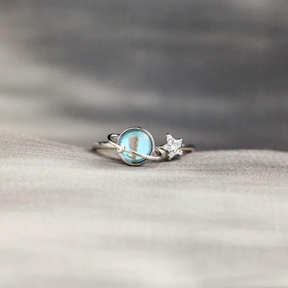 Nhẫn Xoay Bằng Đồng Hình Hành Tinh Phong Cách Hàn Quốc Có Thẻ Quà Tặng Valentine
