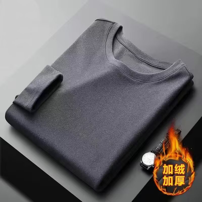 Áo Thun Dài Tay Lót Nhung Dày Giữ Ấm Hai Mặt Size Lớn Thời Trang Thu Đông Mới Cho Nam