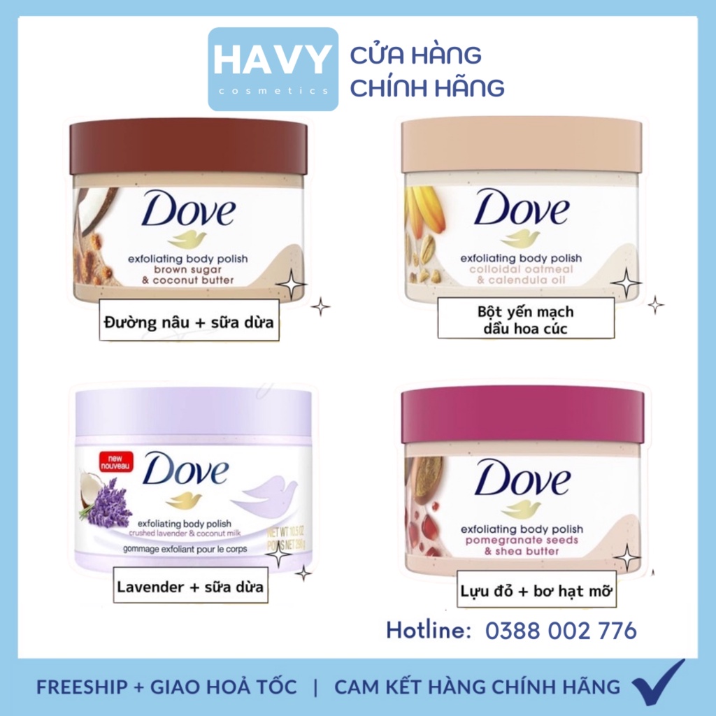 Tẩy da chết Dove Exfoliating Body Polish Hũ 298g