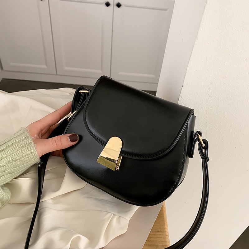 AlphaZ Túi Đeo Vai Có Khóa Hình Bán Nguyệt Phong Cách Hàn Quốc Cổ Điển Thời Trang