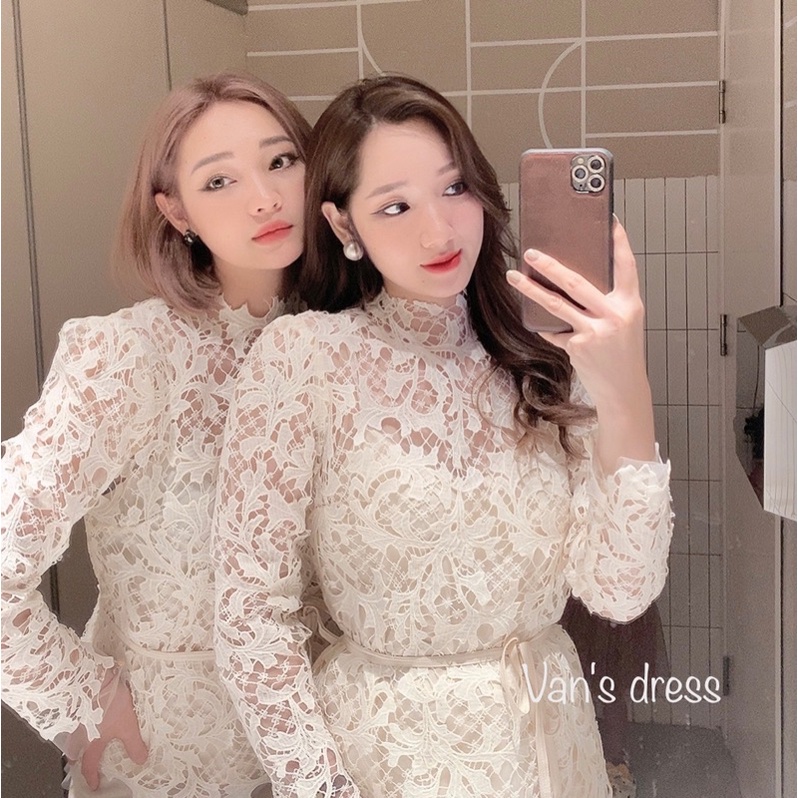 Áo Ren Hoạ Tiết Phối Lưới Kèm Áo Dây Sang Chảnh_Ảnh Shop Tự Chụp