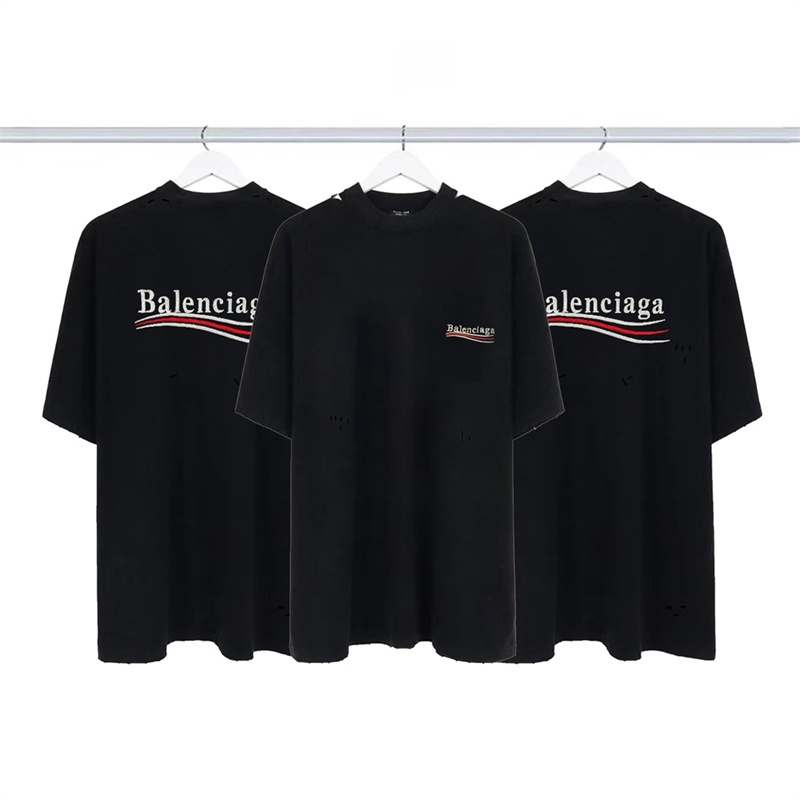 Áo Thun B-al88- Tay Ngắn Khoét Lỗ Thêu Logo Coke Wave Thời Trang Đường Phố