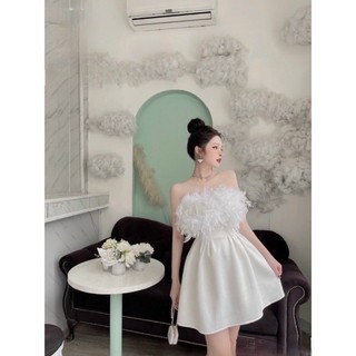 MS1376V ĐẦM XOÈ LÔNG NGỰC full size S/M/L/XL